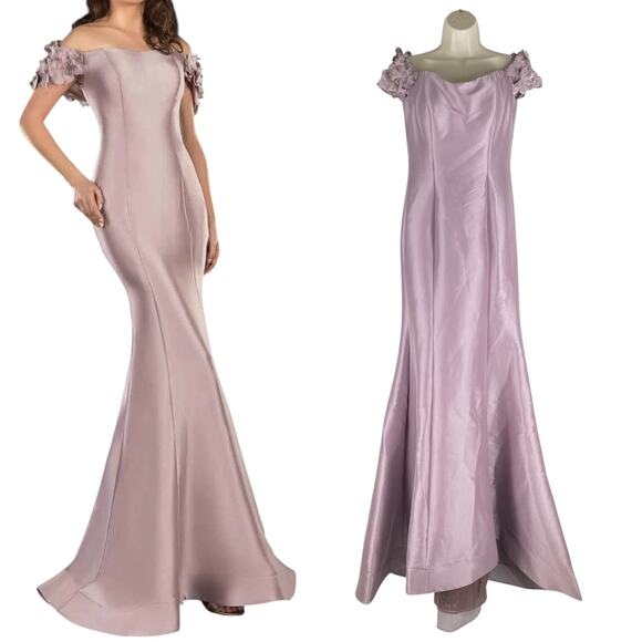 Terani Couture Floral Off Shoulder Long Gown Mauve Size 4 2021E2799 - Picture 1 of 12